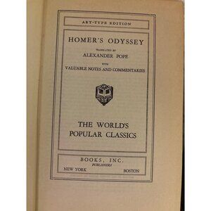 Antique Homers Odyssey Art-Type Edition Hardcover Book By Alexander Pope Rare